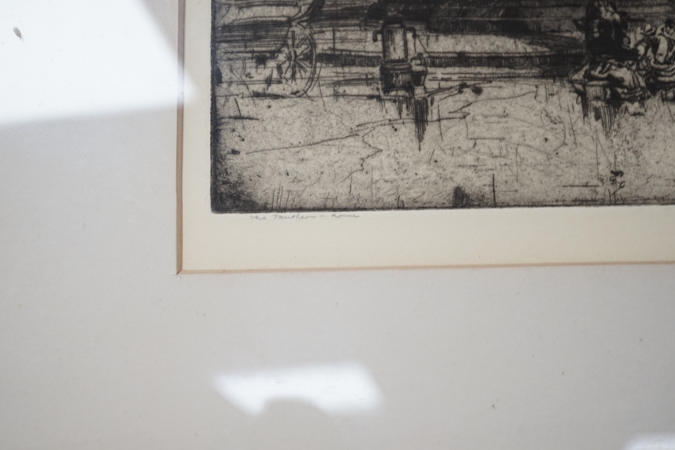Hedley Fitton (1859-1929), drypoint etching, 'The Pantheon in Rome', signed in pencil, 44 x 55cm